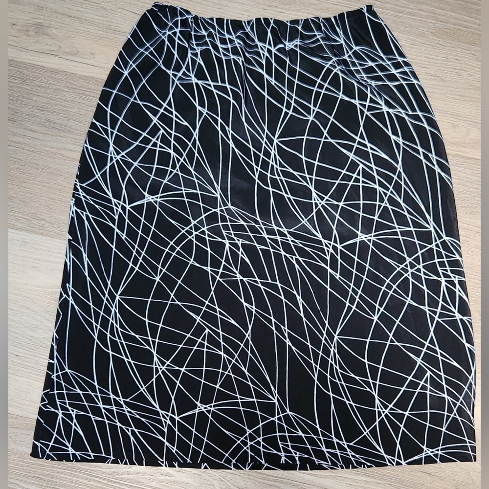 90's Black and White Geo Print Slip Skirt Sz L BIN K